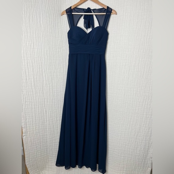 Bill Levkoff Louisa Chiffon Sweetheart A-Line Princess Dress Navy size 2 - Picture 2 of 9